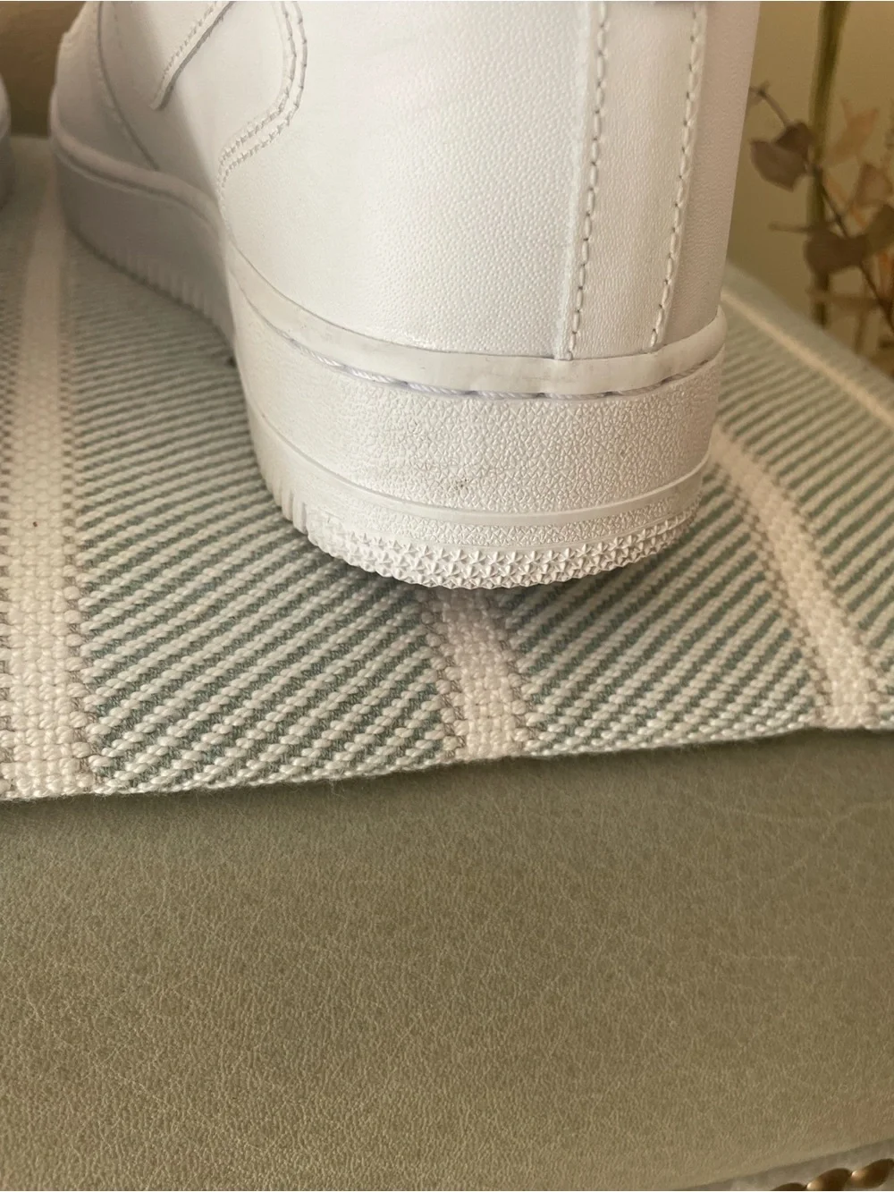 Nike Air Force 1 All-White High-Top Strap Sneakers
